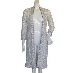 SALIMA MALIK Sequined Jacket/Cover-up, XS/S, Open front, White Floral, Vented